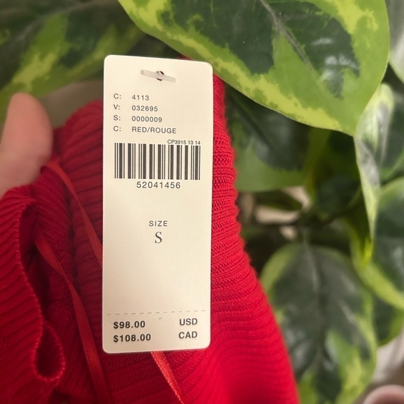 NWT Anthropologie Jamie Open Shoulder Square Long Sleeve Red Knit Top - Picture 7 of 7